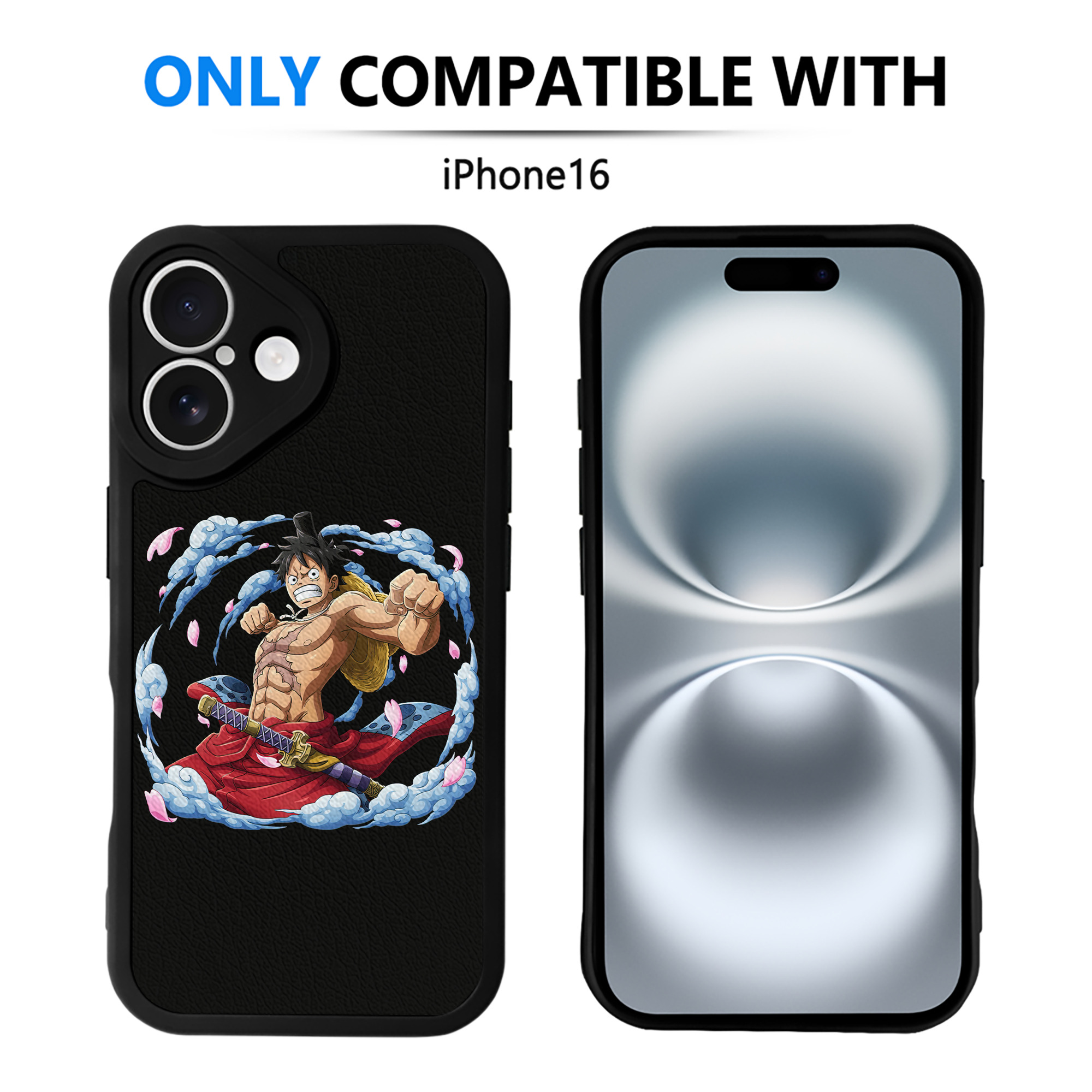 （画像用） ワンピース モンキー・D・ルフィ ONE PIECE Monkey D. Luffy 【iPhone 16シリーズ対応】シリコンスマホケース（レザー調） 材質：シリコン